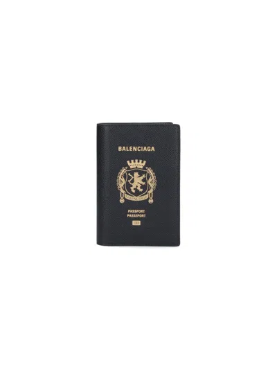 Balenciaga Logo Passport Holder In Black