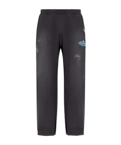 Balenciaga Banana Logo-print Track Pants In Gray