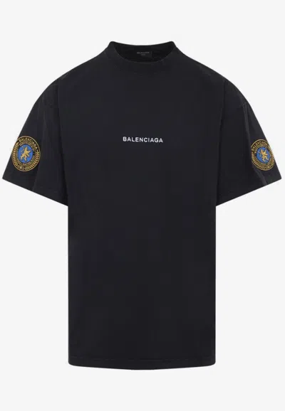 BALENCIAGA LOGO-PATCH CREWNECK T-SHIRT