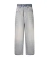 Balenciaga Logo-patch Faded Tapered Jeans In Gray