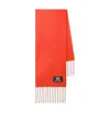Balenciaga Logo Patch Fringed Scarf In Red
