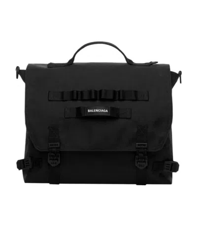 Balenciaga Logo-patch Messenger Bag In Black