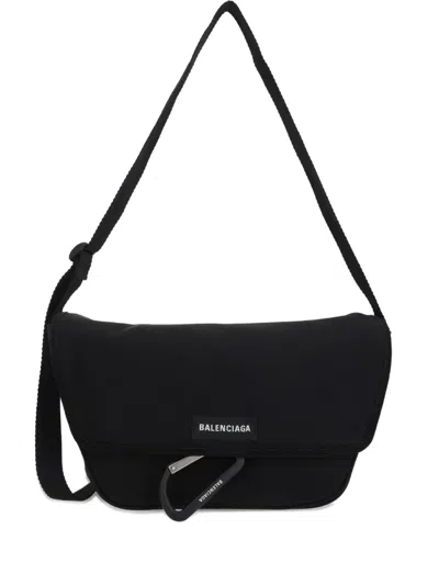 Balenciaga Logo-patch Messenger Bag In Black