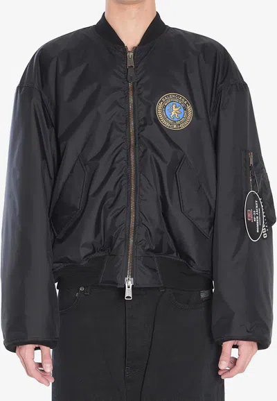 BALENCIAGA LOGO PATCH OVERSIZED BOMBER JACKET
