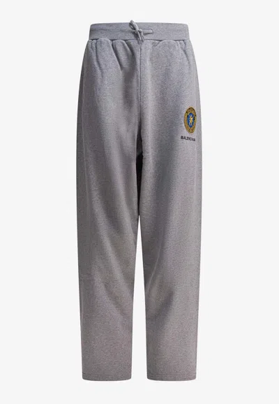 Balenciaga Wide Grey Uniform Merch Trousers Men In Gray