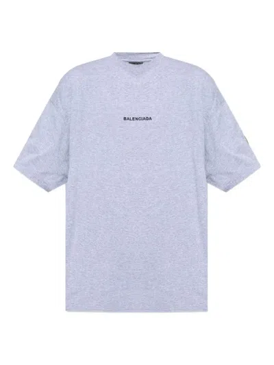 Balenciaga Logo-patch T-shirt In Gray