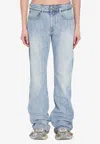 Balenciaga Low-rise Raw-cut Waistband Denim Trousers In Blue