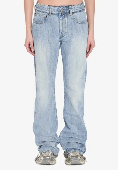 BALENCIAGA LOGO PATCH WASHED-OUT JEANS