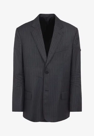 BALENCIAGA LOGO-PATCH WOOL BLAZER