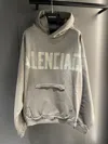Balenciaga Tape Type Ripped Pocket Large Fit Fleece Hoodie In Brown
