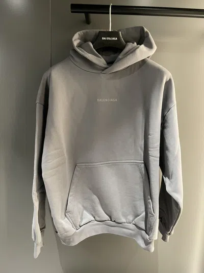 Balenciaga Logo Pattern Hooded Sweater In Gray