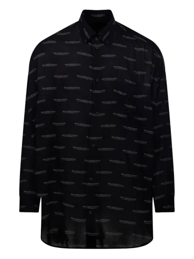 Balenciaga Logo-pattern Shirt In Black