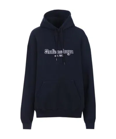 Balenciaga Logo Pattern Sweater In Blue