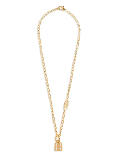 Balenciaga Logo-pendant Necklace In Gold