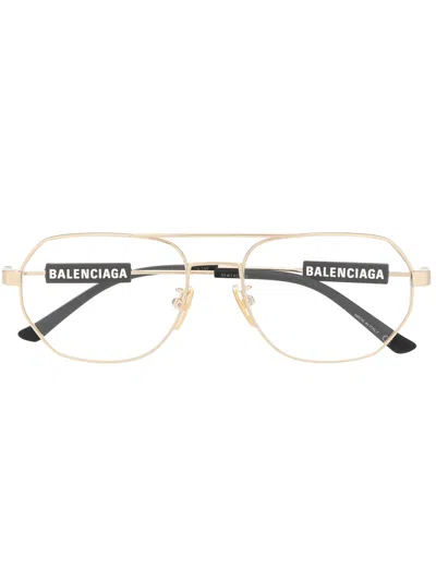 Balenciaga Logo Pilot Glasses In Black