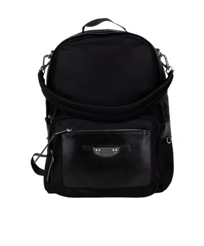 Balenciaga Logo Plaque Backpack In Black