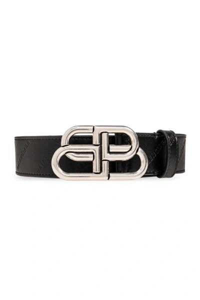 Balenciaga Logo Plaque Belt In Black