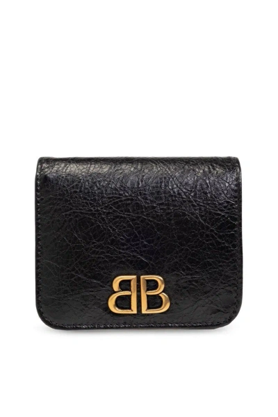 Balenciaga Logo Plaque Bifold Wallet In Black