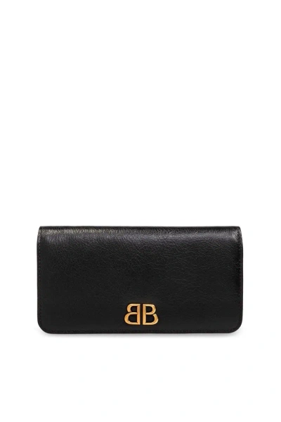 Balenciaga Logo Plaque Bifold Wallet In Black