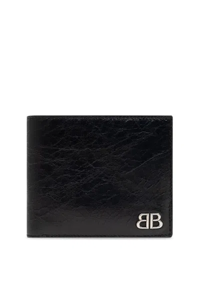 Balenciaga Logo Plaque Bifold Wallet In Black