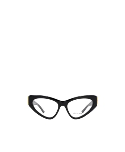 Balenciaga Logo-plaque Cat-eye Frame Glasses In Black