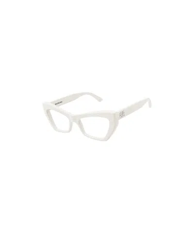 Balenciaga Logo Plaque Cat-eye Frame Glasses In White