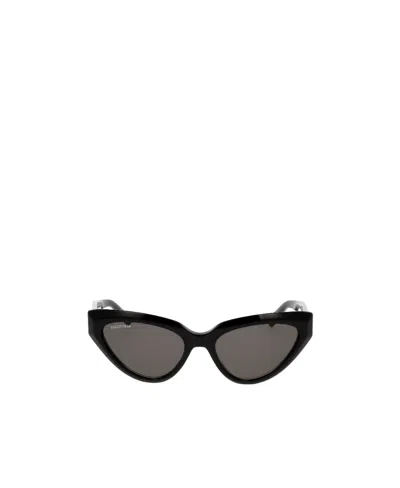 Balenciaga Logo-plaque Cat-eye Sunglasses In Black