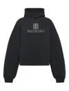 Balenciaga Logo-plaque Cotton Hoodie In Black