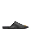Balenciaga Men Black Leather Cosy Bb Slippers In Black
