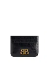 Balenciaga Logo-plaque Leather Cardholder In Black