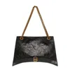 Balenciaga Crush Large Crinkled Leather Chain Shoulder Bag In Black
