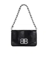 Balenciaga Small Leather Soft Flap Shoulder Bag In Black