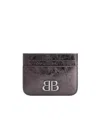 Balenciaga Women's Monaco Card Holder Metallized In Dark Grey In Gray