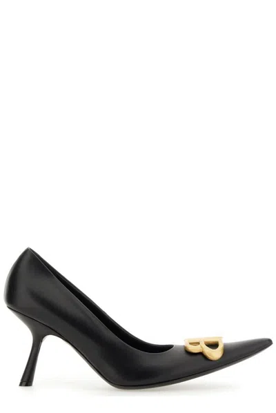 BALENCIAGA LOGO PLAQUE POINTED-TOE HEELS