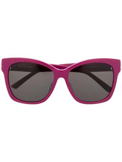 Balenciaga Logo-plaque Square-frame Sunglasses In Rosa
