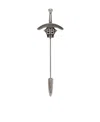 Balenciaga Logo-plaque Sword Brooch In Bronze