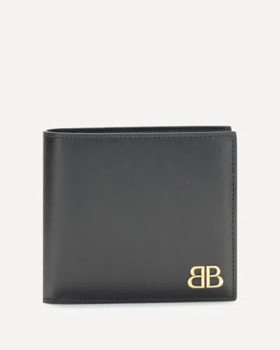 Balenciaga Logo Plaque Wallet In Black