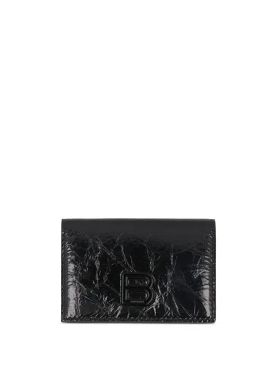 Balenciaga Mini Leather Wallet In Schwarz