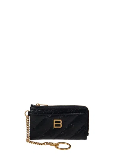 Balenciaga Crush Long Wallet In Black