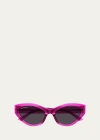 Balenciaga Logo Plastic Cat-eye Sunglasses In Shiny Hd Transpar