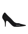 Balenciaga Logo Pointed High Heels In Black
