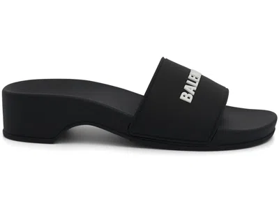 Pre-owned Balenciaga Logo Pool Clog Slide (women's) Sneakers In Black/white