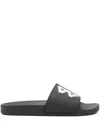 Balenciaga Black Sandals With Maxi Contrasting Logo In Tech Fabric Man