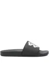 Balenciaga Black Sandals With Maxi Contrasting Logo In Tech Fabric Man