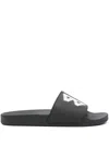 Balenciaga Black Sandals With Maxi Contrasting Logo In Tech Fabric Man