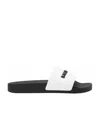 Balenciaga Sliders With Printed Logo In White