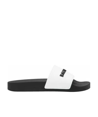 Balenciaga Sliders With Printed Logo In Black