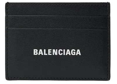Pre-owned Balenciaga Logo Print (4 Card Slot) Card Holder In Black