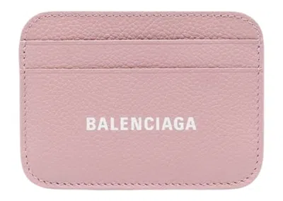 Pre-owned Balenciaga Logo Print (4 Card Slots 1 Slip Pocket) Cash Card Holder In Pink/white