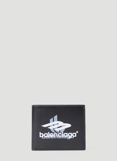 Balenciaga Logo Print Bi-fold Wallet In Burgundy